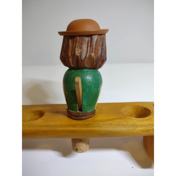 ANRI Mechanical Head Man Bottle Stopper Wood Hand Carved Puppet Barware Cork - Picture 4 of 7
